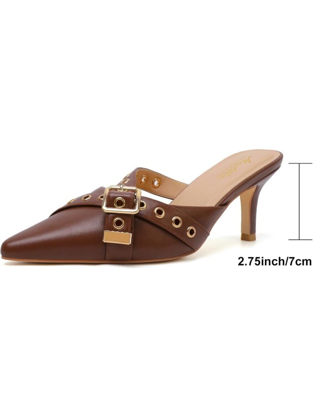 Women's Pointed Closed Toe Heels Brown-02 Slip On Stiletto Dressy Pump Shoes - Picture 5 of 6